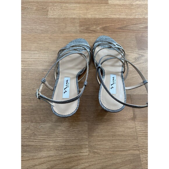 Nina Neptune Women's Silver Metallic Strappy Evening Dress Sandals Size 8M NIB - Picture 9 of 15